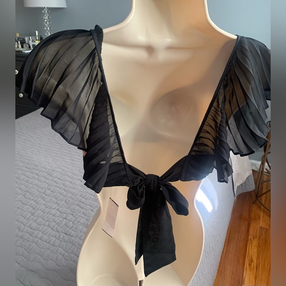 Kiki de montparnasse. pleated chiffon top. bra top. - Picture 2 of 10